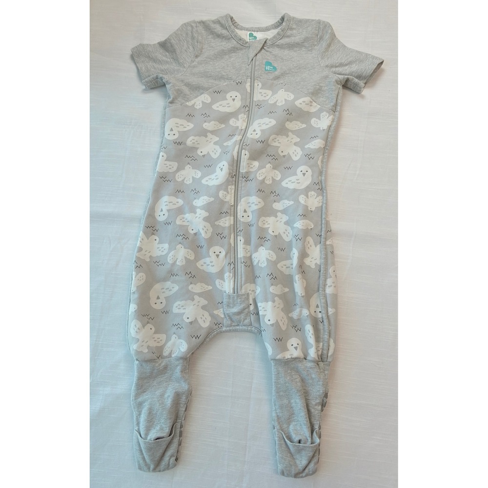 Love To Dream Sleep Suit Kids 12-24M Grey Excellent Bird Print Organic Cotton
